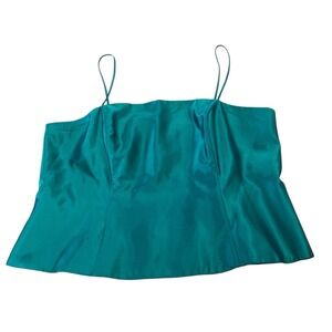 Vintage Peck & Peck Emerald Green Silk Cami Satin Top Size 14